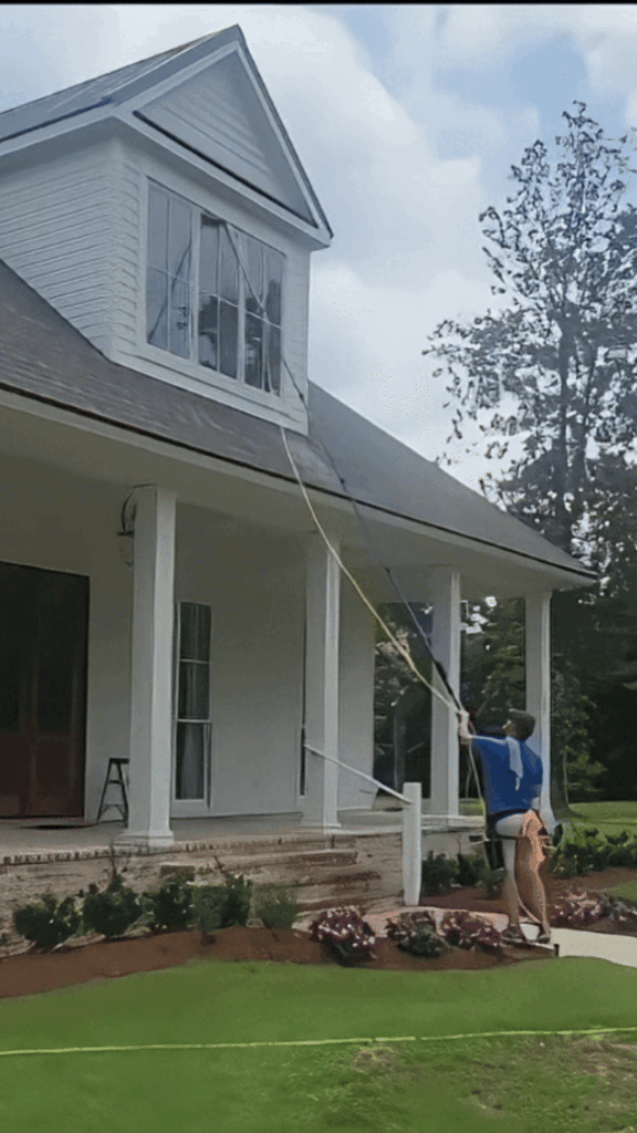 riverfront window cleaning in covington with extension pole
