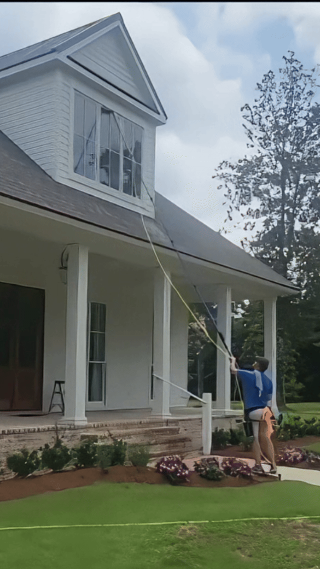 riverfront window cleaning in covington with extension pole